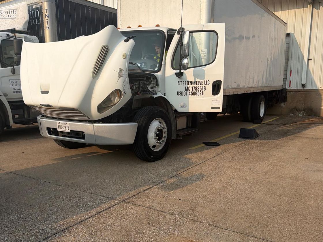 Box truck engine repair performed at the customer's loading dock